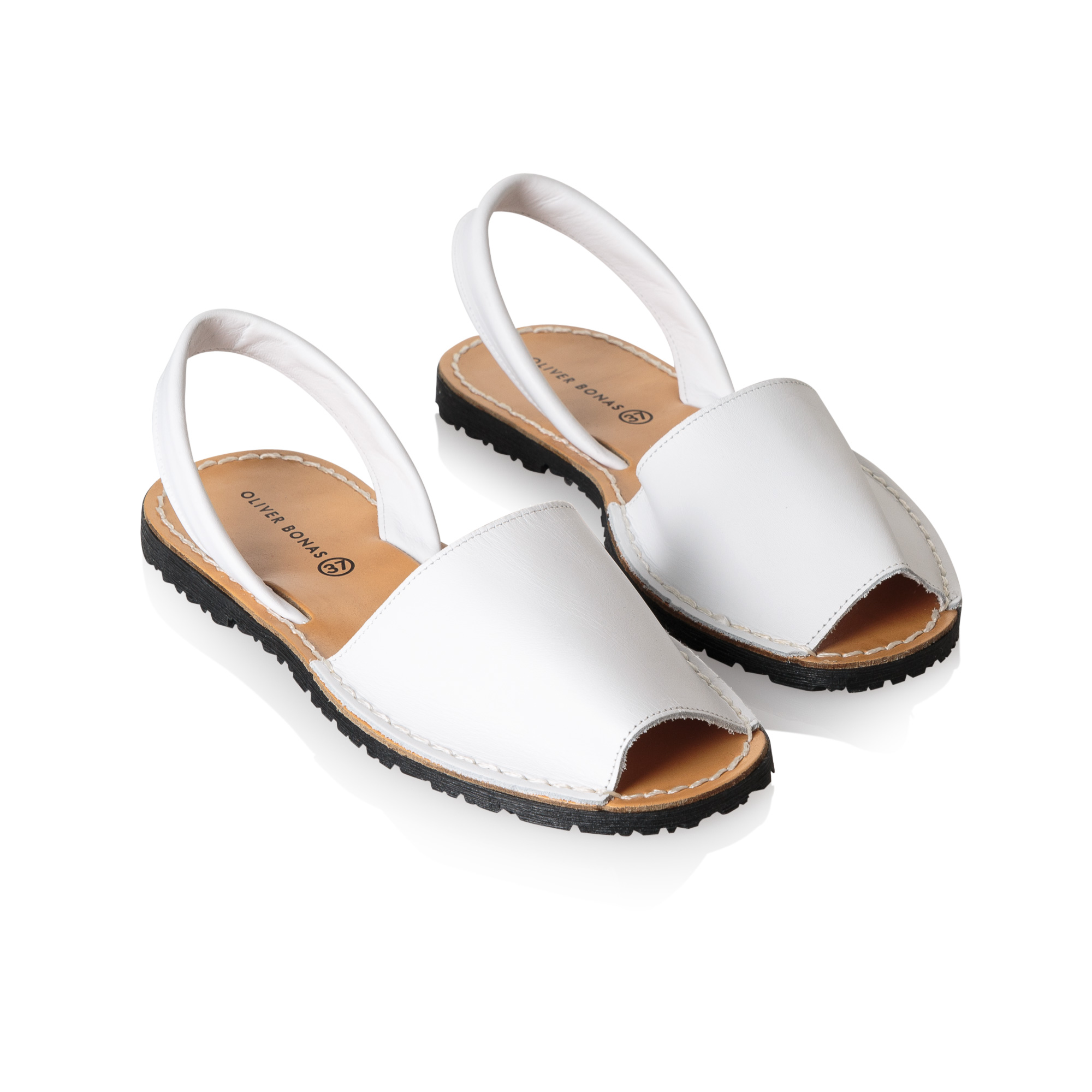 Menorquina Style White Leather Sandals | Oliver Bonas