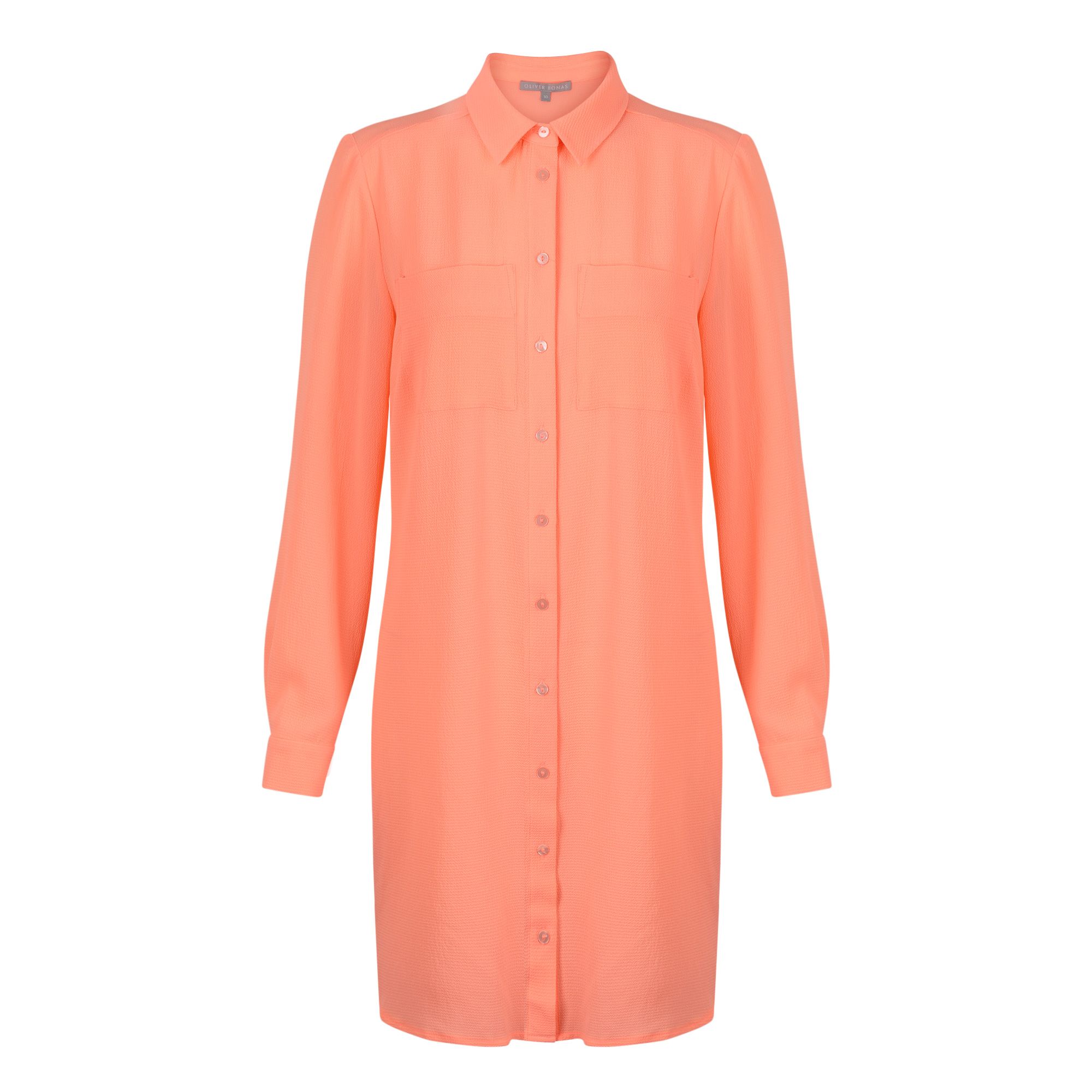 Neon Coral Shirt Dress | Oliver Bonas