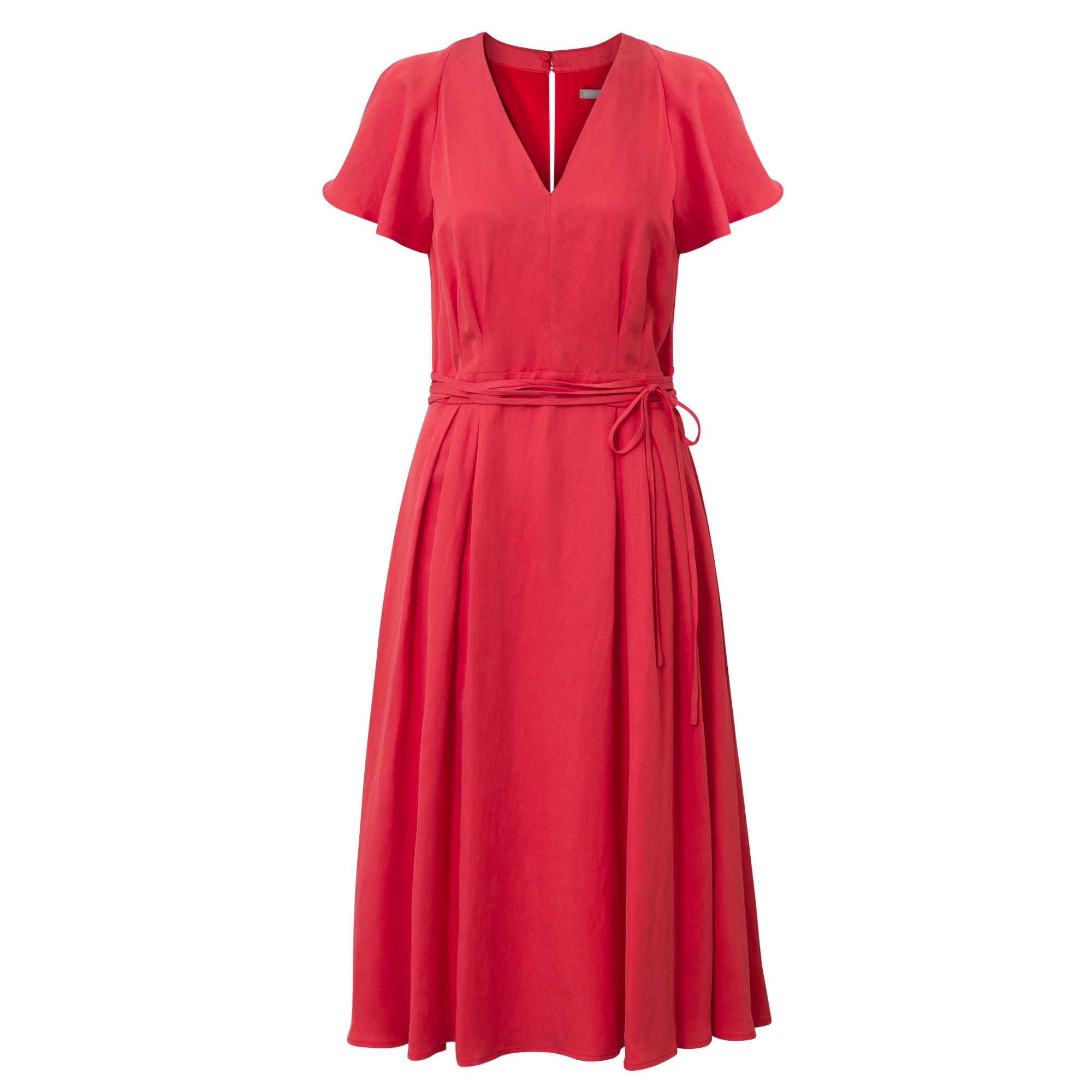 Rio Red Frilled Sleeve Midi Dress | Oliver Bonas