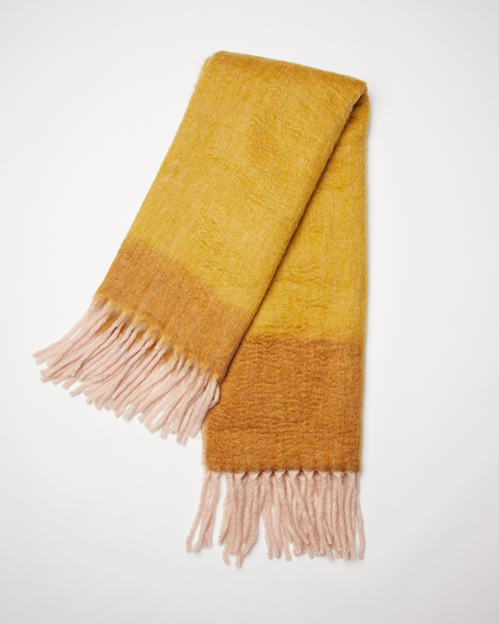 Mostaza Mustard Yellow & Pink Brushed Wool Blend Throw Oliver Bonas US