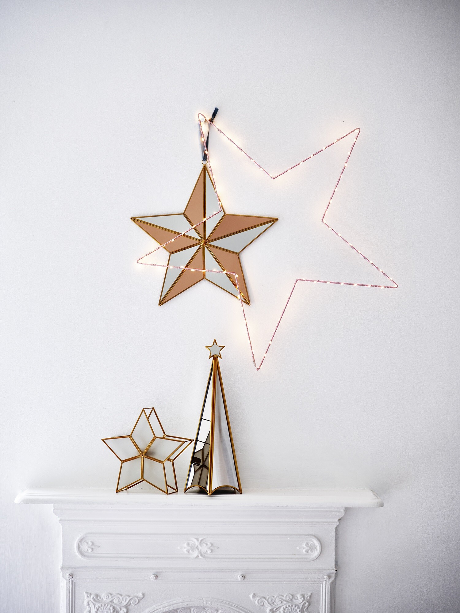 Osby Rose Gold Metal Star Christmas Window Light Oliver Bonas