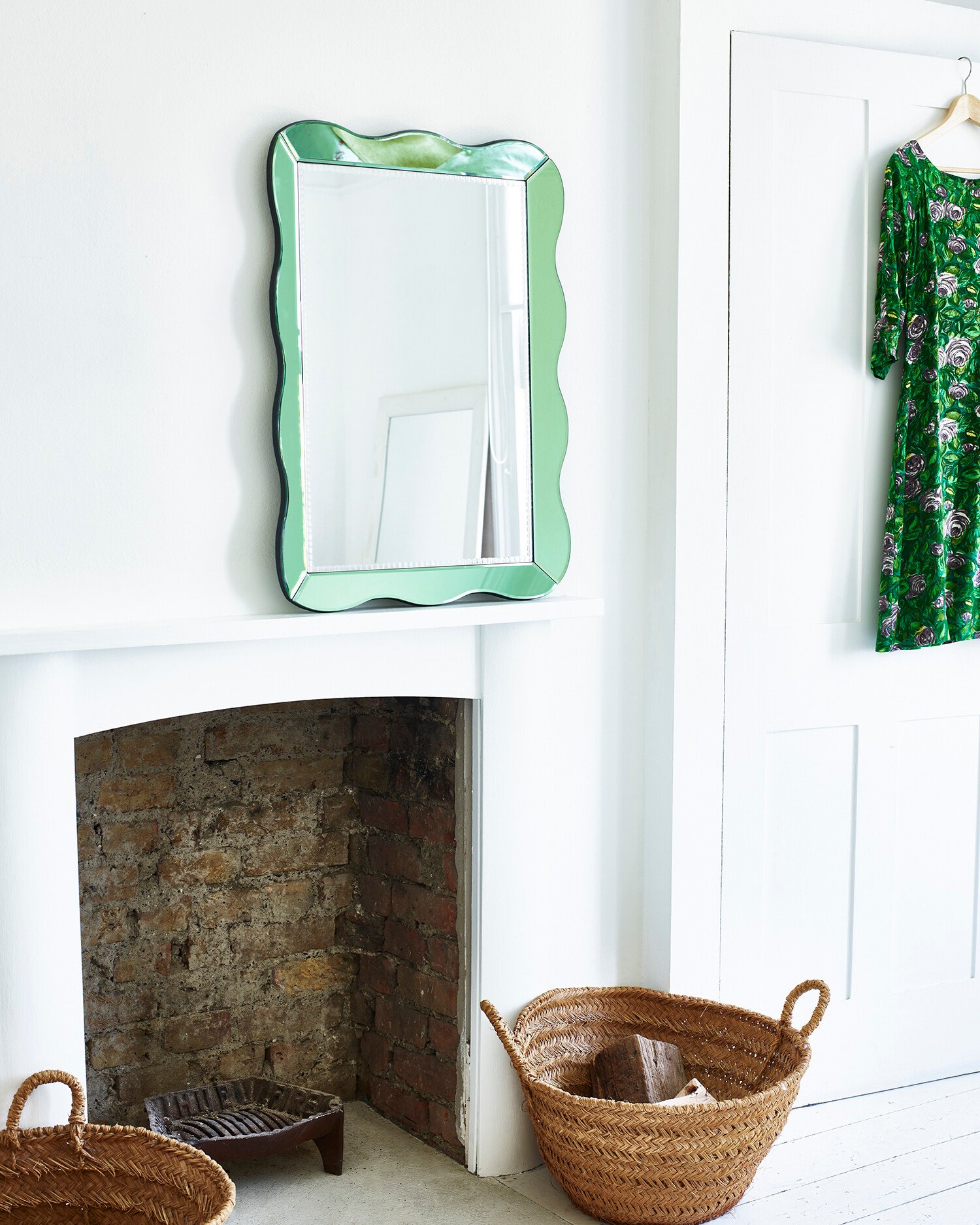 Delores Scallop Green Wall Mirror Large Oliver Bonas