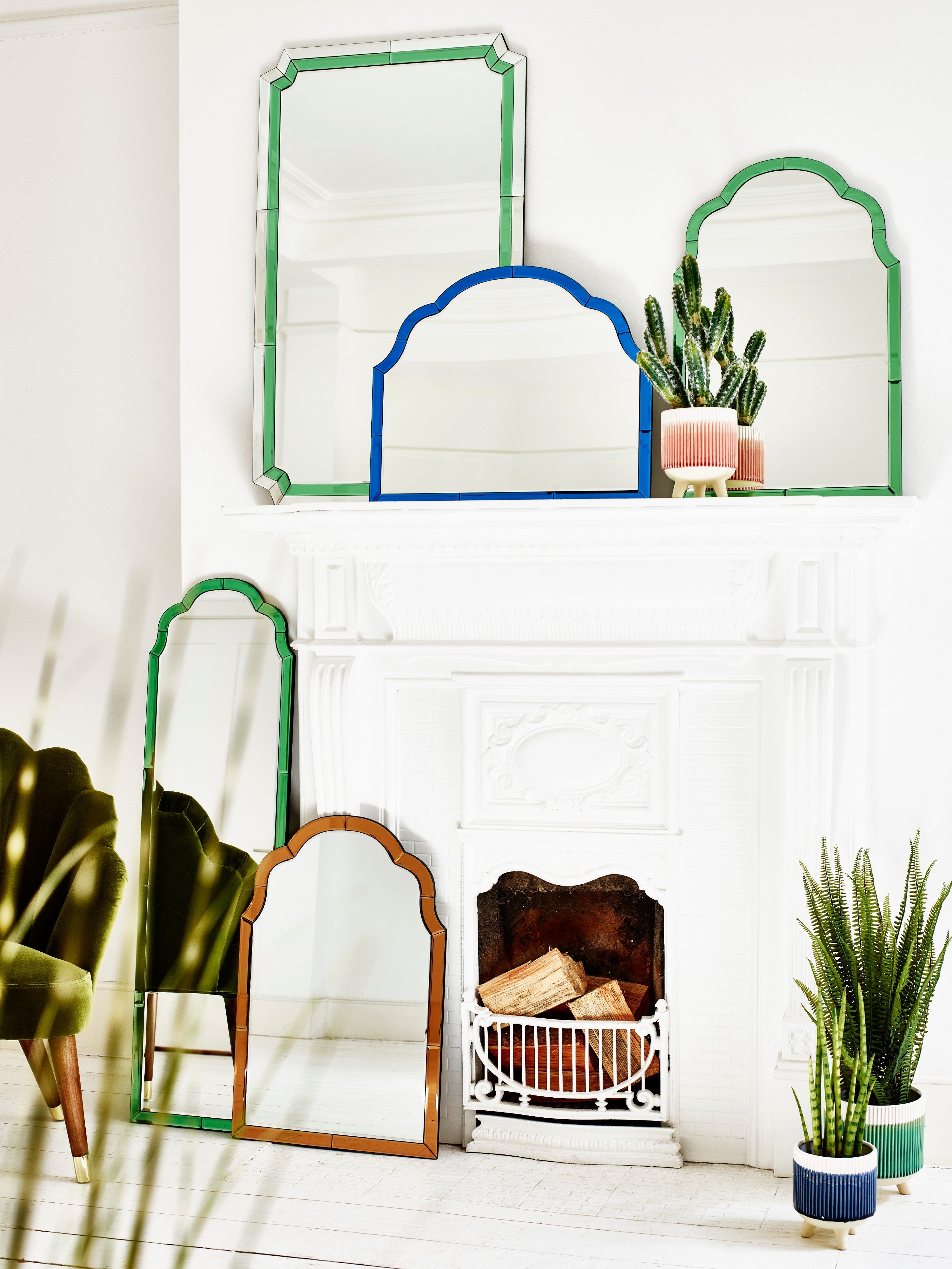 Aurora Green Glass Wall Mirror Extra Large | Oliver Bonas