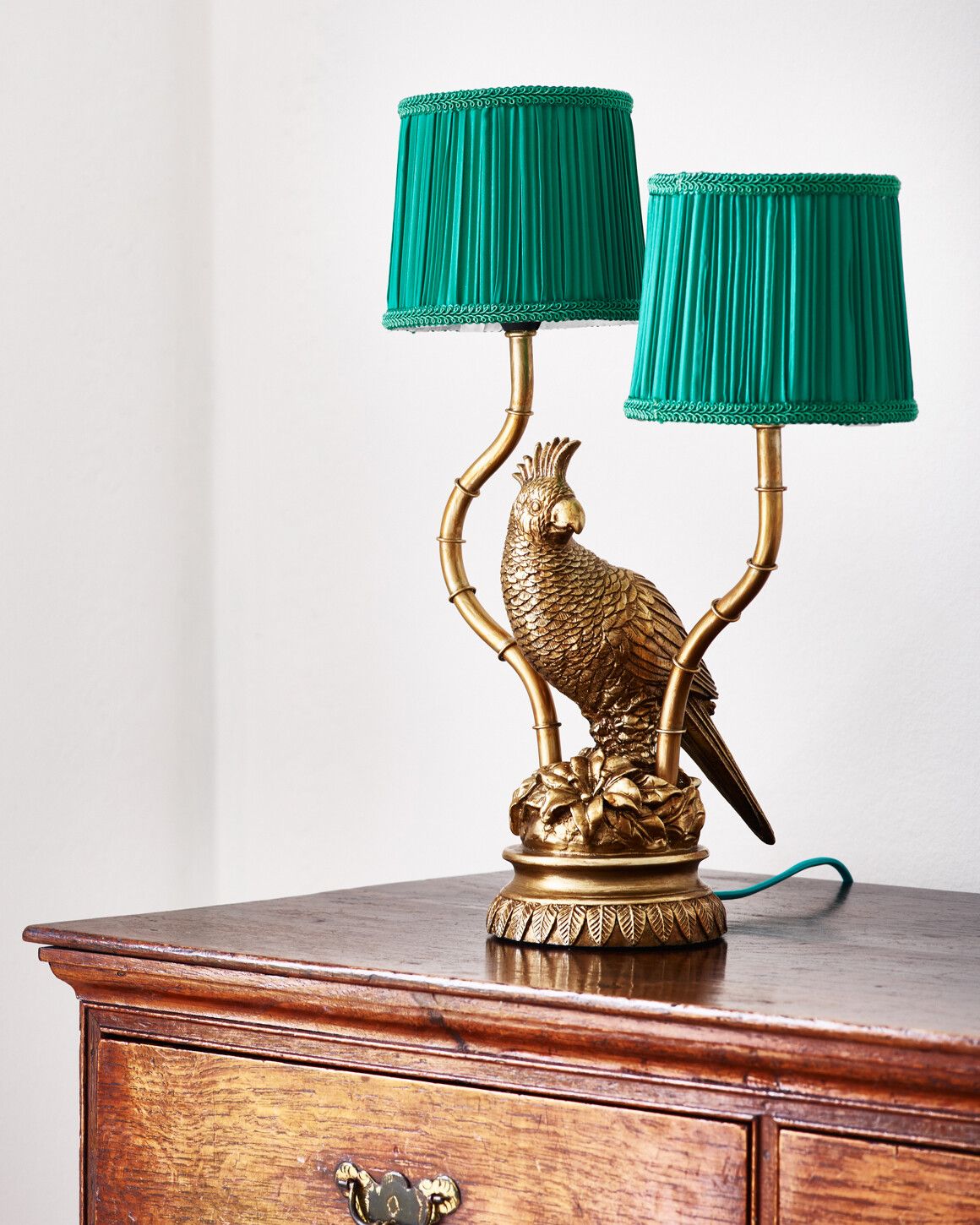 Parrot Gold Metal & Green Shade Desk & Table Lamp | Oliver Bonas