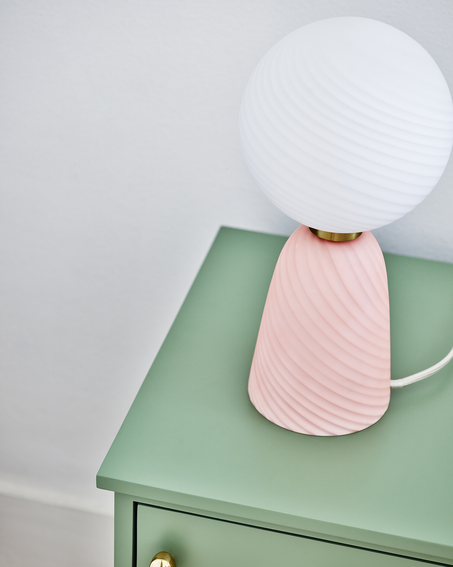 Swirl Pink Glass Desk & Table Lamp Oliver Bonas