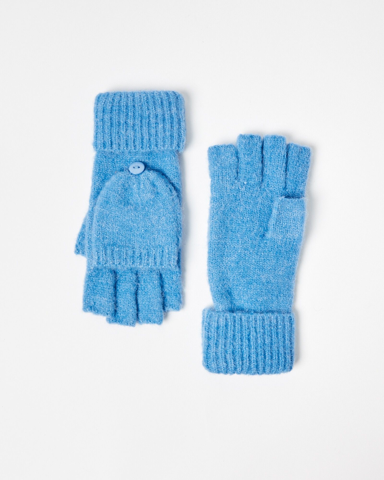 Blue Knitted Fingerless Gloves Oliver Bonas