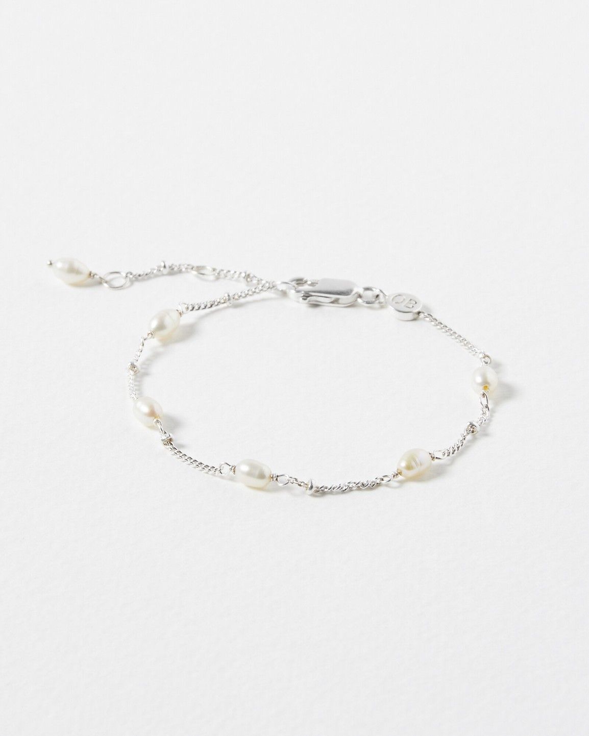 Oliver Bonas Lucy Mila Freshwater Pearl Silver Chain Bracelet