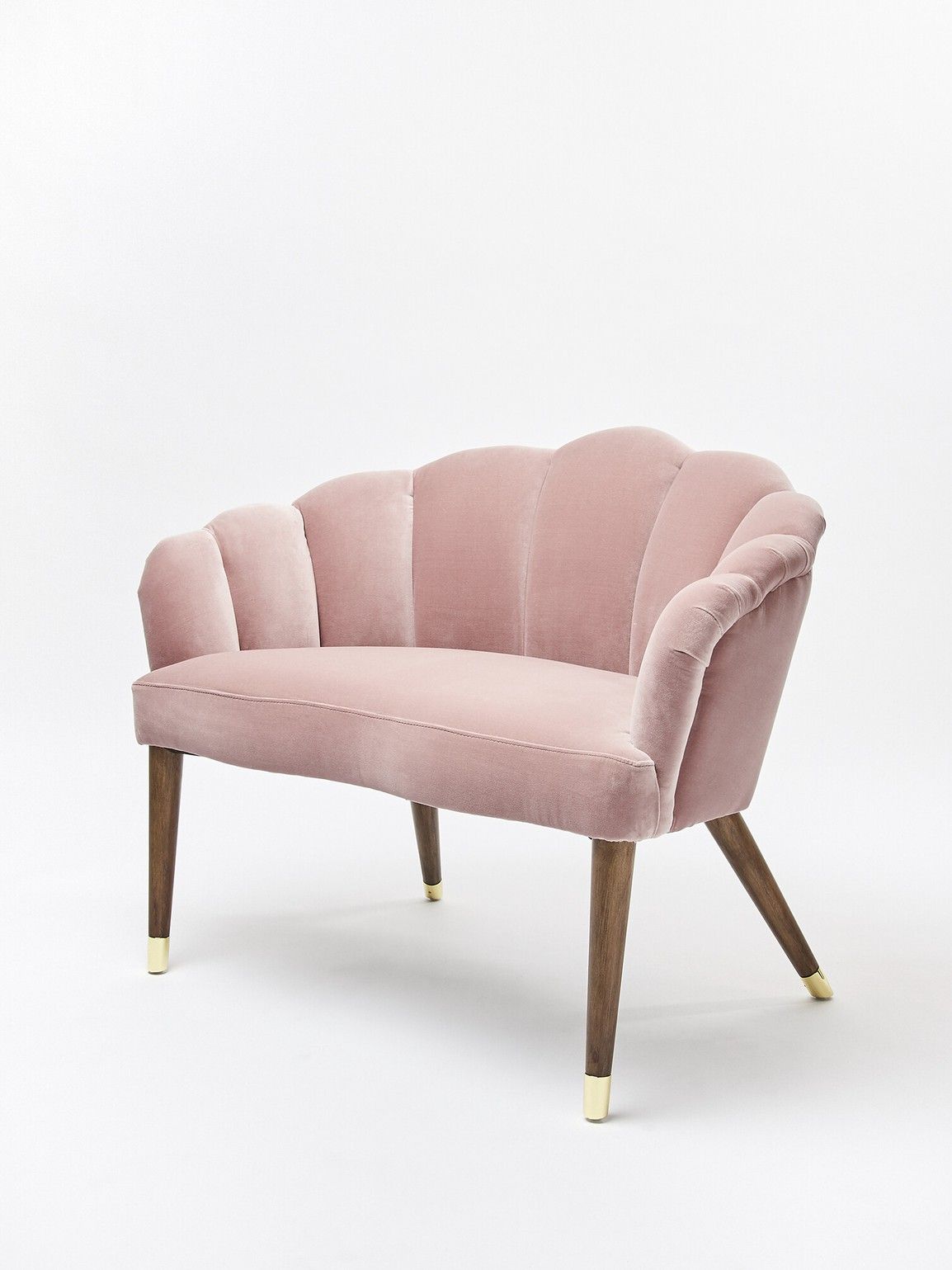 Oliver Bonas Flora Scalloped Dusty Pink Velvet Armchair