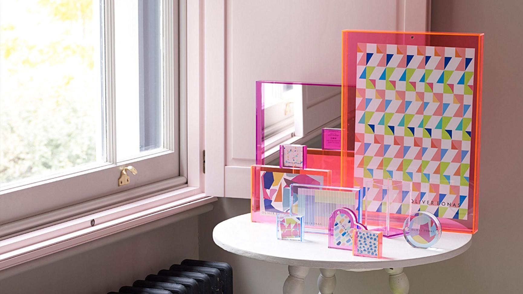 A3 Yellow Acrylic Neon Block Wall Frame Oliver Bonas