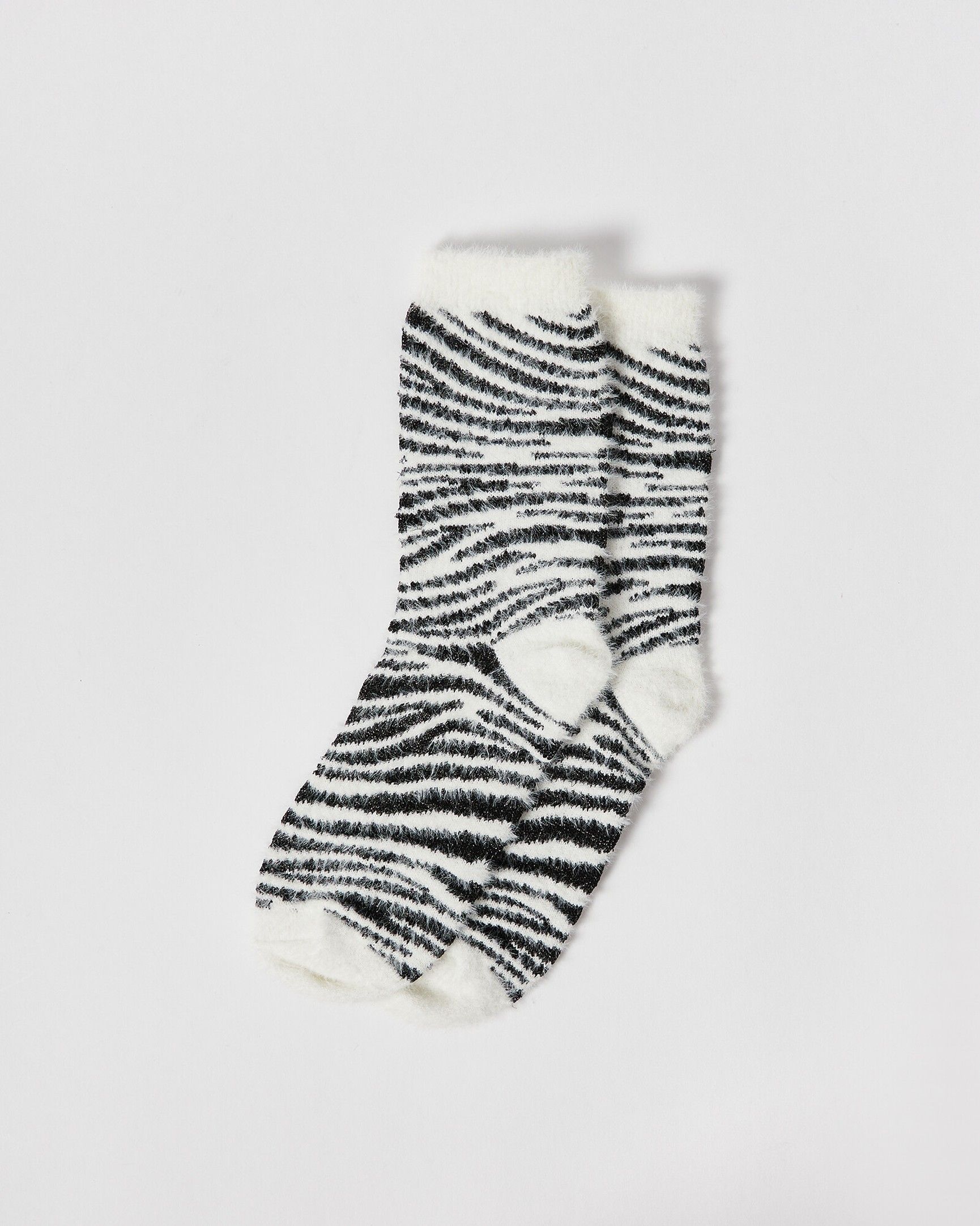 Monochrome Zebra Fluffy Cosy Socks
