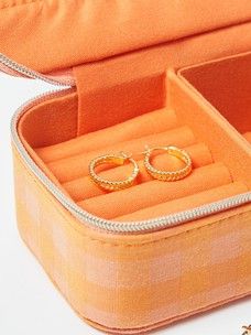 Oliver Bonas Lemon Gingham Orange Rectangular Travel Jewellery Box Womens Accessories Phone cases 