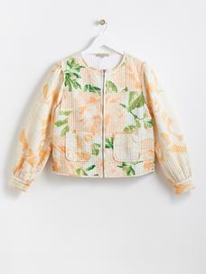 Quilted Floral Print Cotton Jacket 