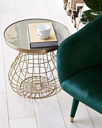 Unity Large Olive Gold Wire Side Table Oliver Bonas