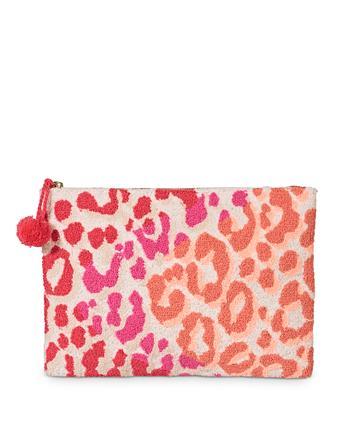 pink leopard print clutch bag