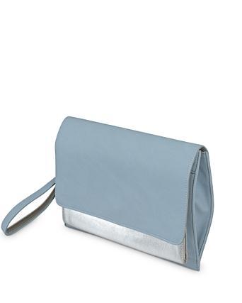 blue grey clutch bag