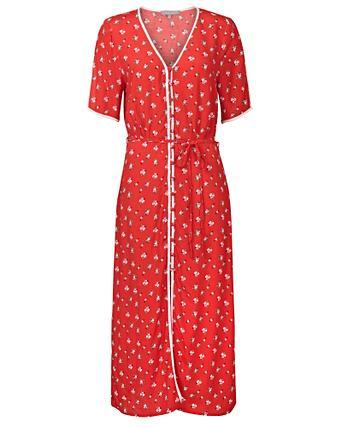 oliver bonas red ditsy floral dress