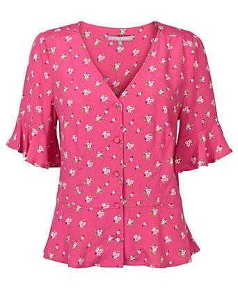 oliver bonas red ditsy floral dress