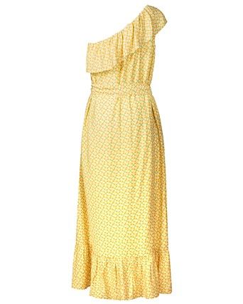 yellow one shoulder maxi dress