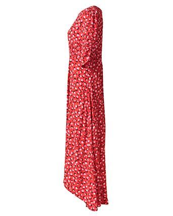 oliver bonas red ditsy floral dress