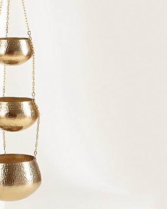 Three Tier Gold Metal Hanging Planter Pot Oliver Bonas Ie