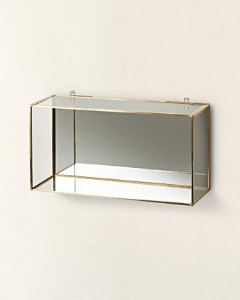 Gold Glass Mirror Wall Hanging Shelf Small Oliver Bonas