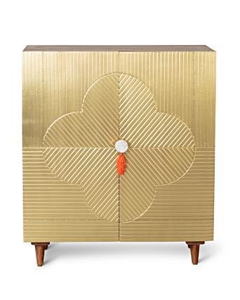 Fiore Gold Brass Mango Wood Tall Cabinet Oliver Bonas