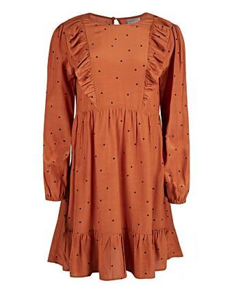 tan spot dress