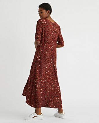 oliver bonas red leopard print dress