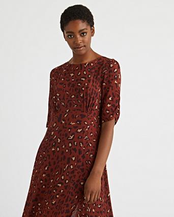 oliver bonas leopard print midi dress