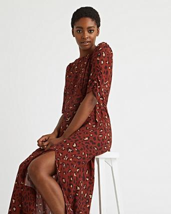 oliver bonas red leopard print dress