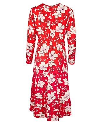 Red Wildflower Midi Dress | Oliver Bonas