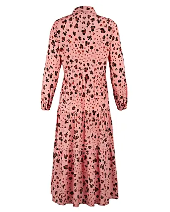 midi animal print shirt dress