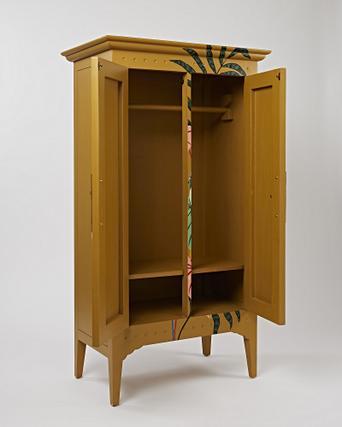 Iro Hand Painted Mustard Yellow Mahogany Wood Armoire Oliver Bonas