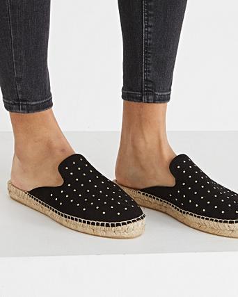black studded espadrille sandals