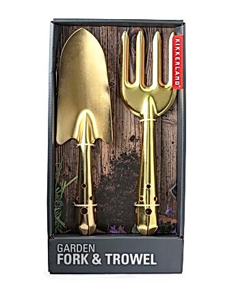 Kikkerland Gold Garden Fork Trowel Set Of Two Oliver Bonas