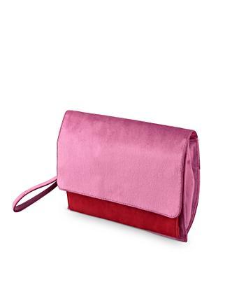 pink velvet clutch bag