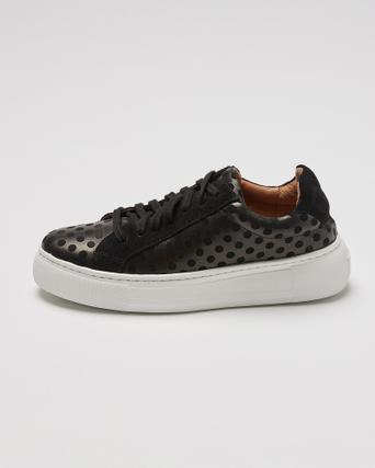 black leather flatform trainers