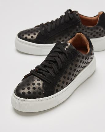 black leather flatform trainers