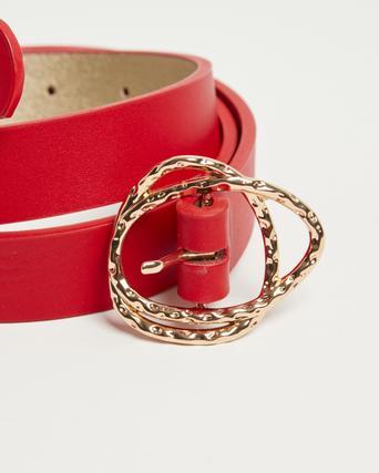 red skinny belt