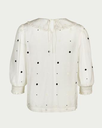 Embroidered Florals Statement Collar White Blouse Oliver Bonas