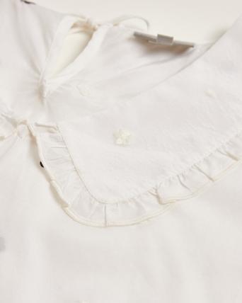 Embroidered Florals Statement Collar White Blouse Oliver Bonas