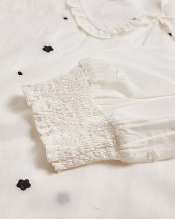 Embroidered Florals Statement Collar White Blouse Oliver Bonas