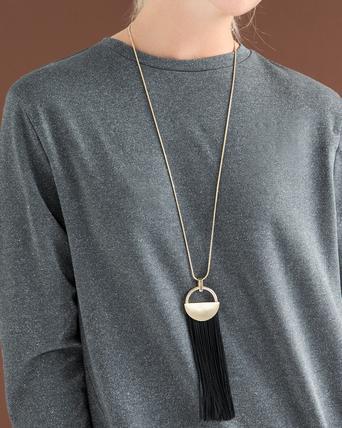Circle \u0026 Black Chain Long Pendant 