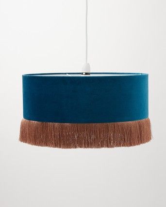 Tassel Drum Pendant Lamp Shade, Ero Blue Velvet Shade Table Desk Lamp Large