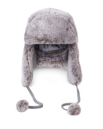 Faux Fur Grey Trapper Hat | Oliver Bonas