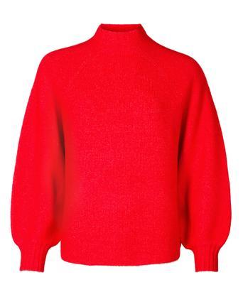 red slouchy sweater