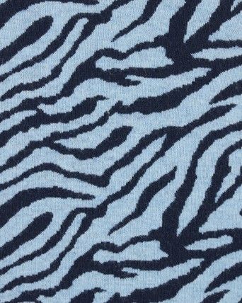Oliver Bonas Women Zebra Print Jacquard Blue Sweatshirt Jumper 