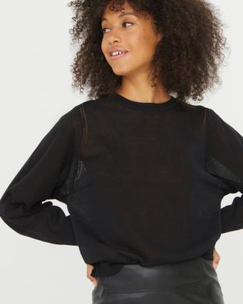Contrast Ladder Stitch Black Knitted 
