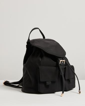 black fabric backpack