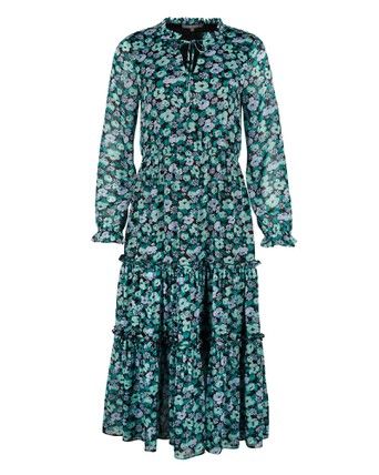 Floral Meadow Print Green Midi Dress ...